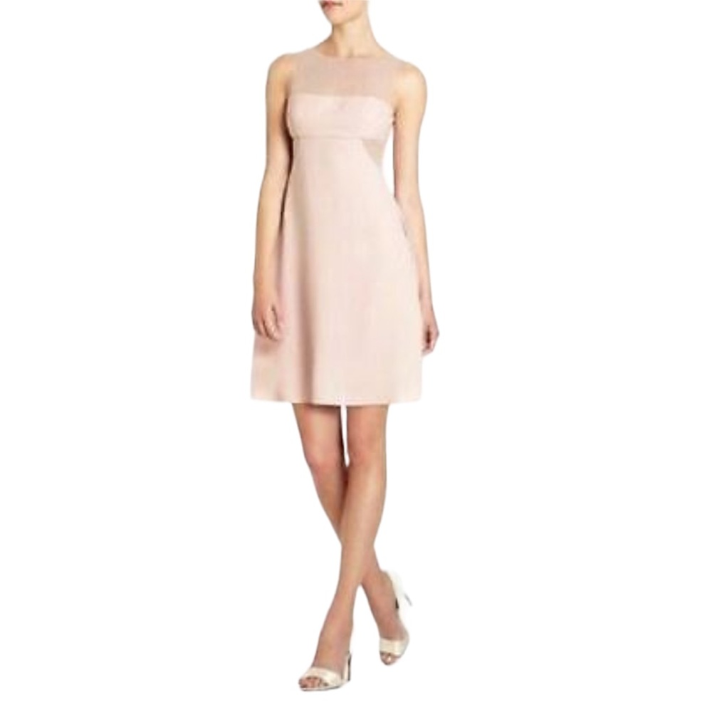 BCBGMaxazria Paris Pink Silk Mimi Sleeveless Dress with Mesh